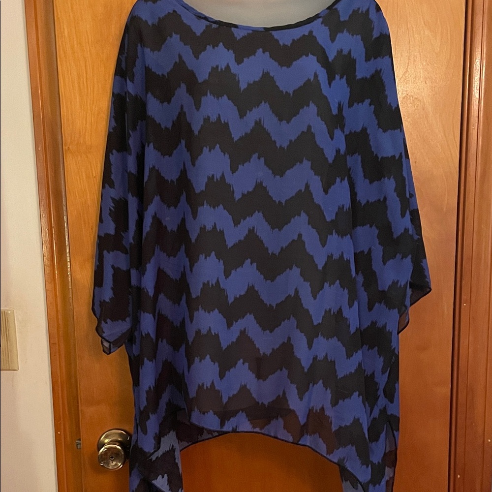 Avita Black and Blue Zigzag Sheer Wrap